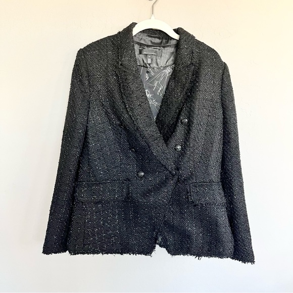 White House Black Market Jackets & Blazers - White House Black Market Tweed Double Breasted Black Blazer